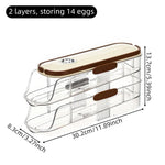 Egg Storage Organizer Transparent Automatic Rolling Refrigerator Container