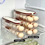 Egg Storage Organizer Transparent Automatic Rolling Refrigerator Container