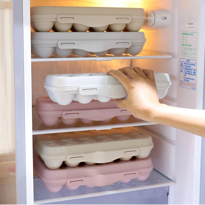 Egg Storage Tray Lidded Refrigerator Organizer 12 or 18 Egg Capacity