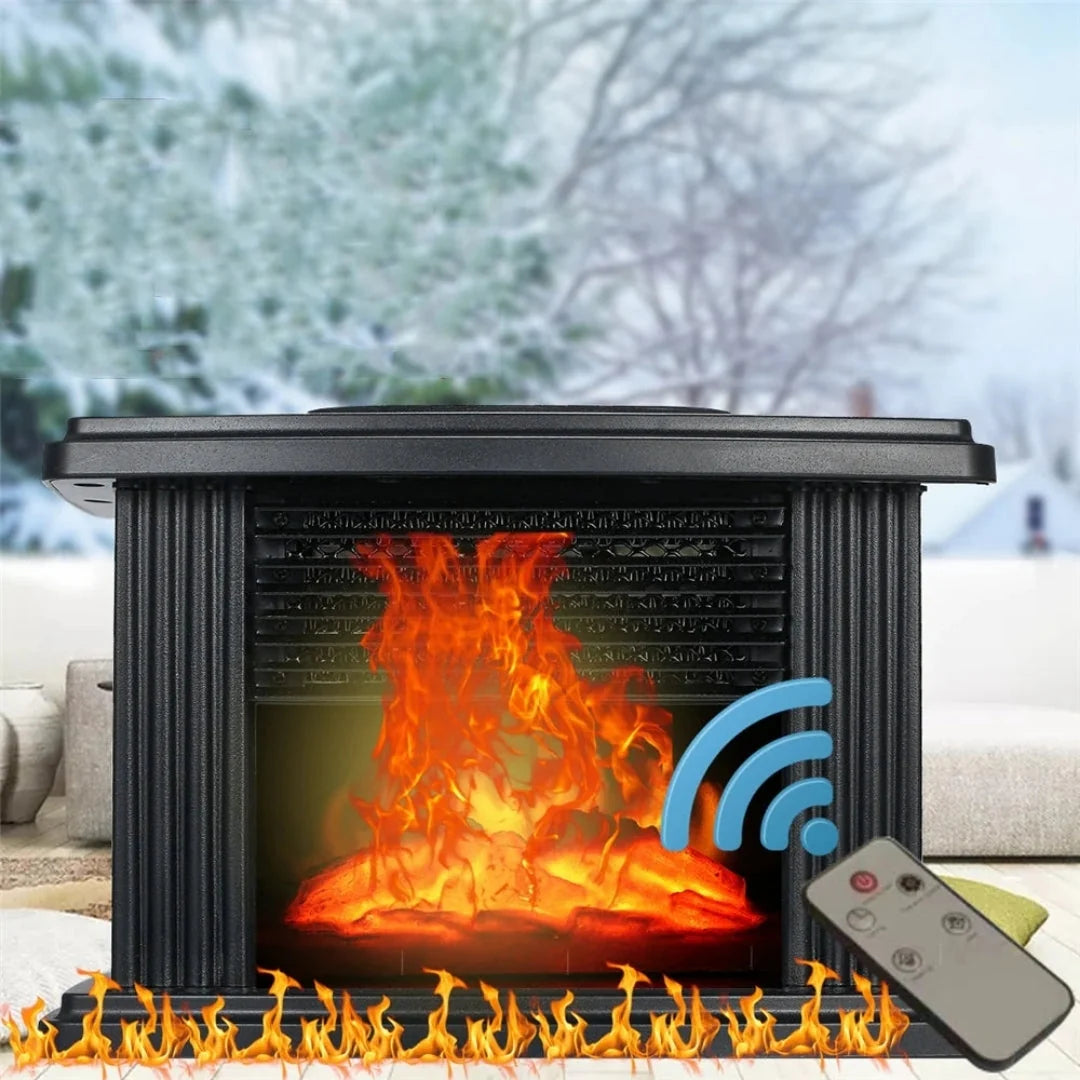 Electric Fireplace Heater Realistic Flame Effect Timer Function