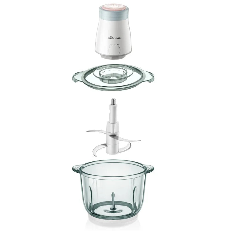 Electric Food Chopper Glass Bowl Stainless Steel Blades