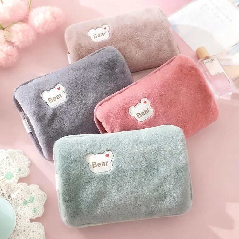 Electric Hot Water Bottle Plush Cover Automatic Shutoff