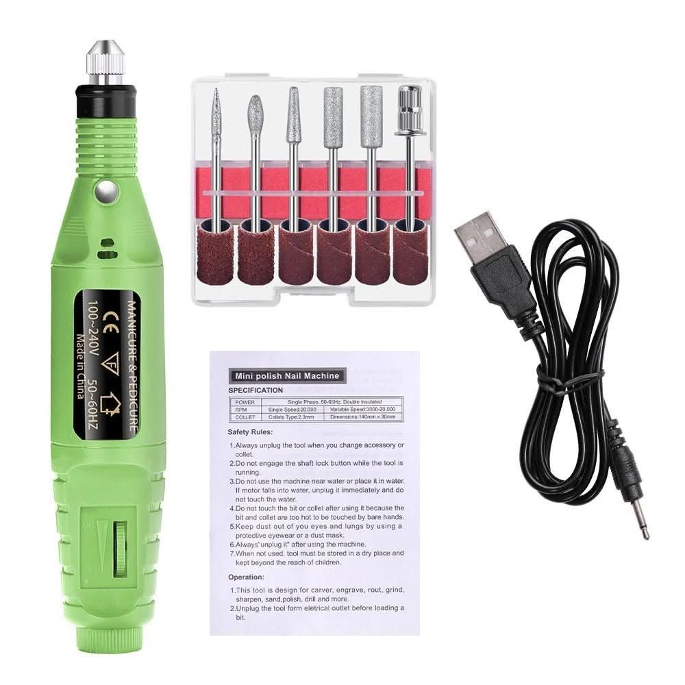 Electric Nail Care Set Adjustable Speed 6 Attachments Manicure & Pedicure