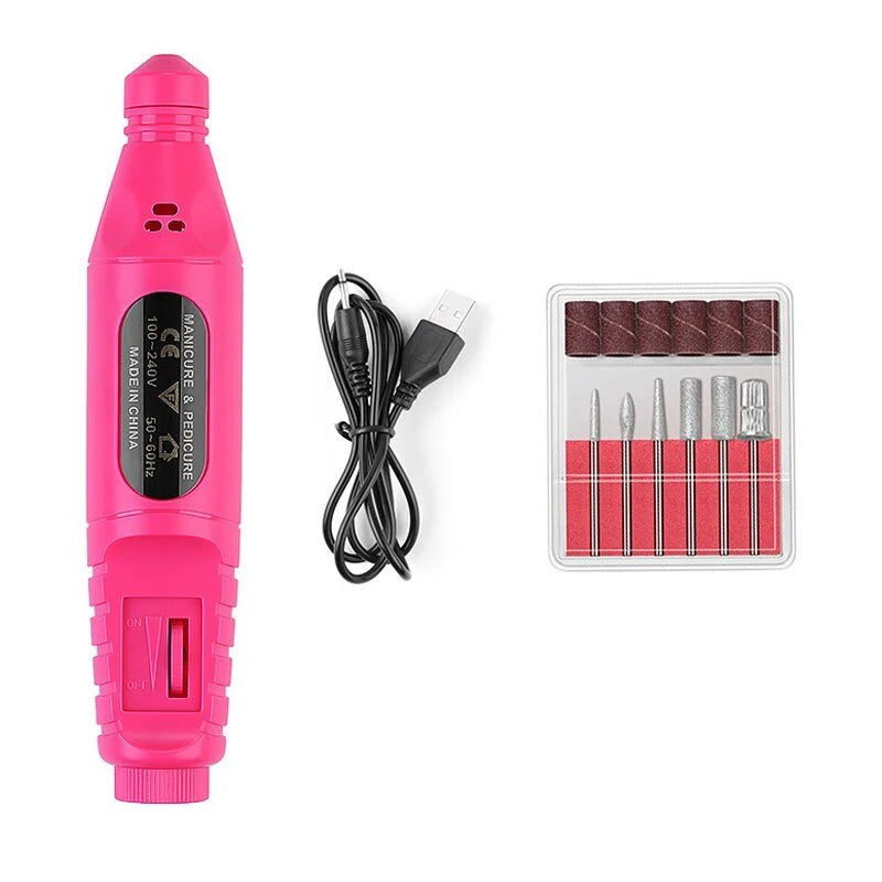 Electric Nail Care Set Adjustable Speed 6 Attachments Manicure & Pedicure