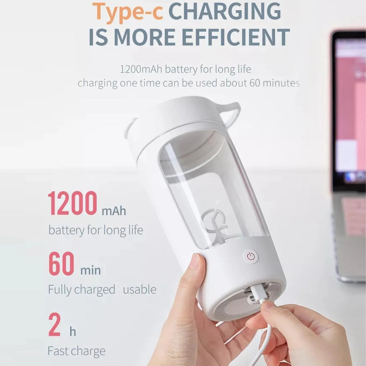 Electric Protein Shaker Bottle Self-Mixing BPA-Free Leakproof