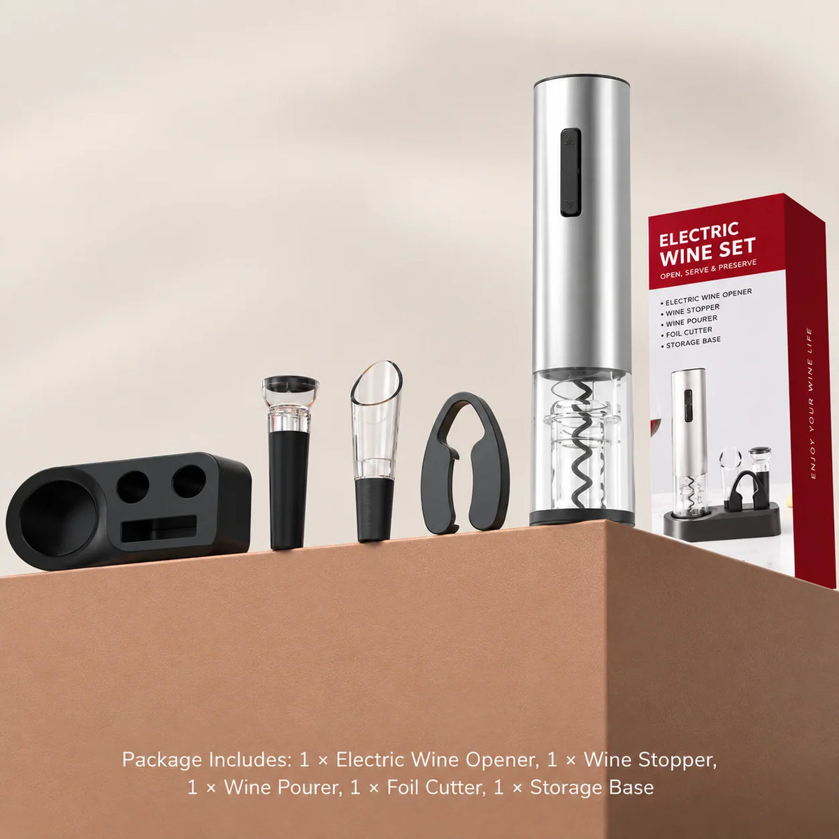 Electric Wine Opener Set USB Rechargeable With Accessories
