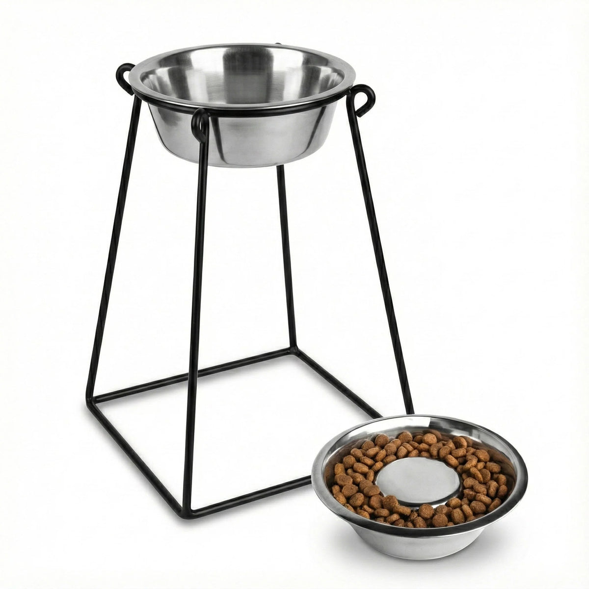 Elevated Dog Bowl 18-Inch Wrought Iron Stand Stainless Steel Bowl