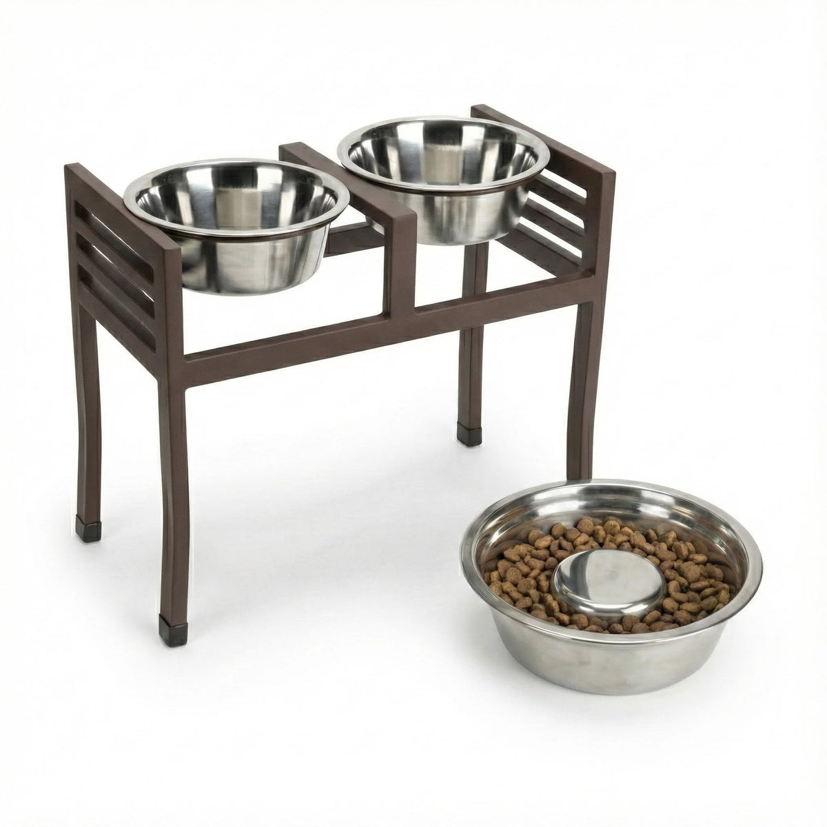 Elevated Dog Feeder Double Stainless Steel Bowls 18-Inch