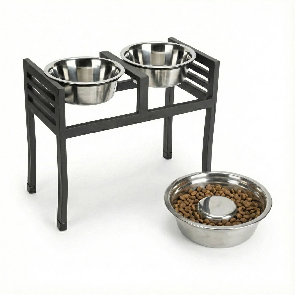 Elevated Dog Feeder Double Stainless Steel Bowls 18-Inch