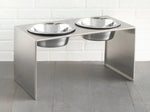 Elevated Dog Feeder Stainless Steel Dual Bowls Adjustable Heights Dishwasher-Safe