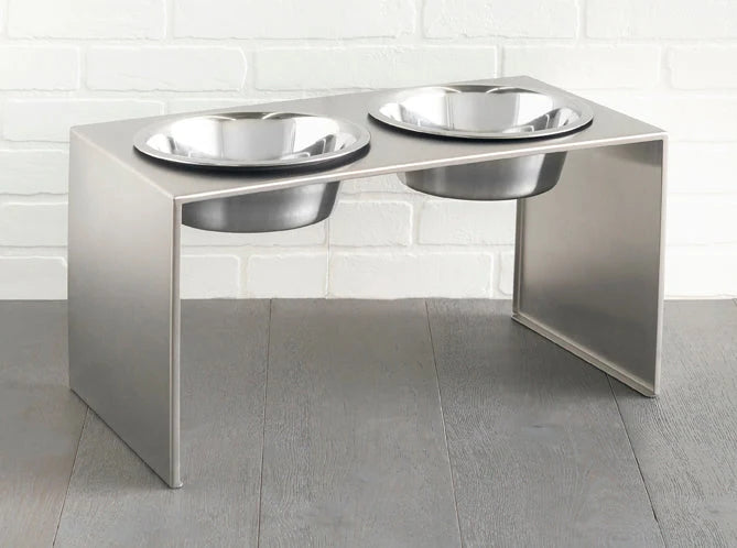 Elevated Dog Feeder Stainless Steel Dual Bowls Adjustable Heights Dishwasher-Safe