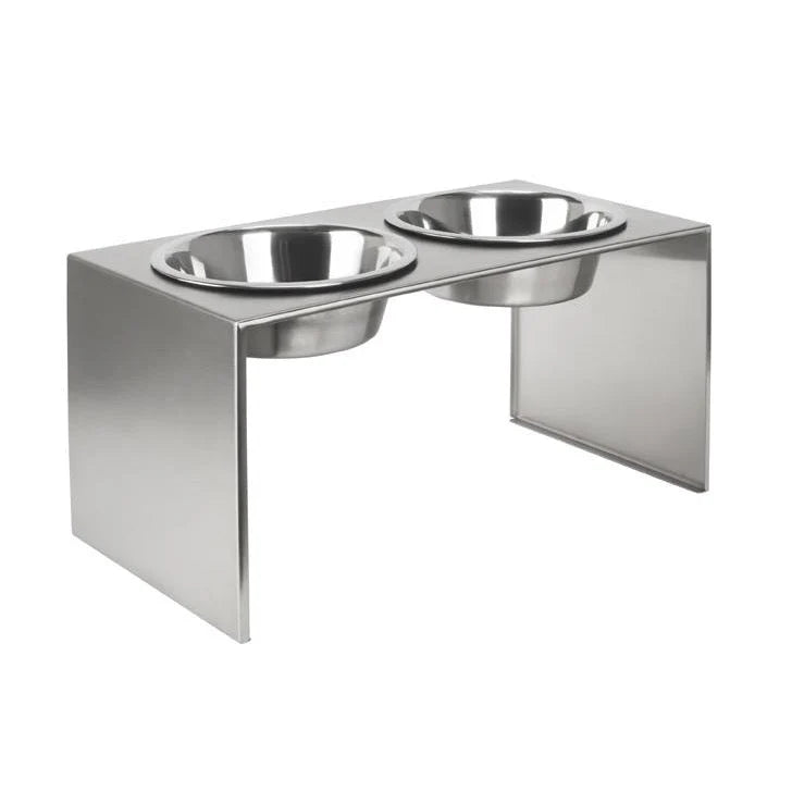 Elevated Dog Feeder Stainless Steel Dual Bowls Adjustable Heights Dishwasher-Safe