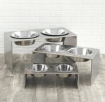 Elevated Dog Feeder Stainless Steel Dual Bowls Adjustable Heights Dishwasher-Safe