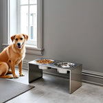 Elevated Dog Feeder Stainless Steel Dual Bowls Adjustable Heights Dishwasher-Safe