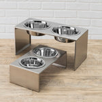 Elevated Dog Feeder Stainless Steel Dual Bowls Adjustable Heights Dishwasher-Safe