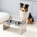 Elevated Dog Feeder Stainless Steel Dual Bowls Adjustable Heights Dishwasher-Safe