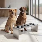 Elevated Dog Feeder Triple Bowl Stainless Steel Bowls