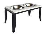 Elevated Double Dog Feeder Hardwood Top Stainless Steel Bowls