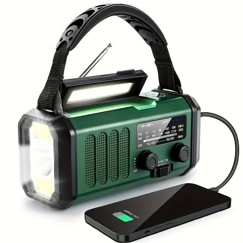 Emergency Radio AM FM NOAA Solar Hand Crank 10,000mAh Battery