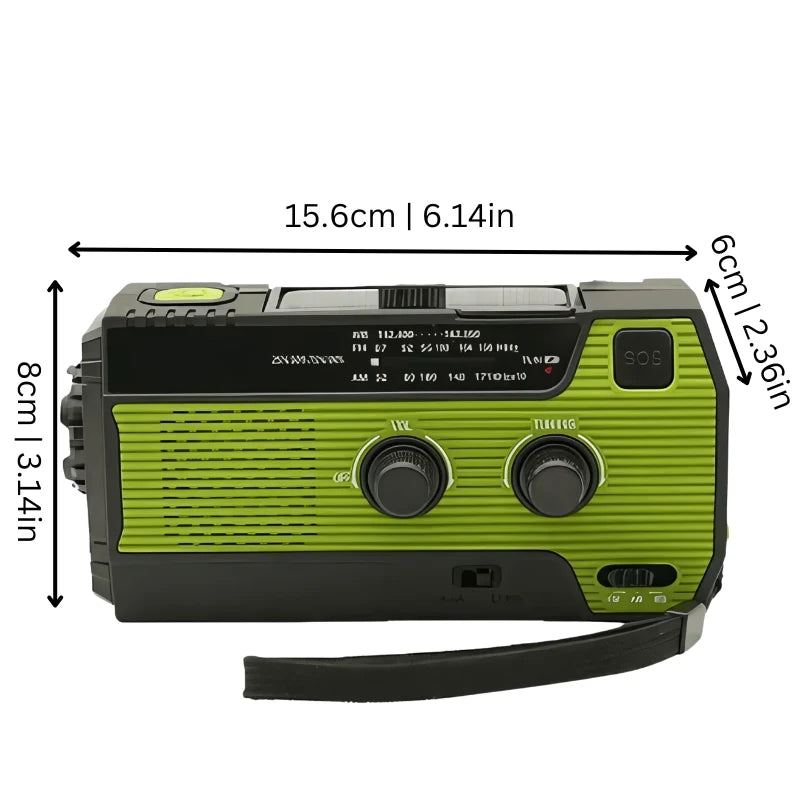 Emergency Radio AM/FM Weather Band Hand Crank & Solar Powered