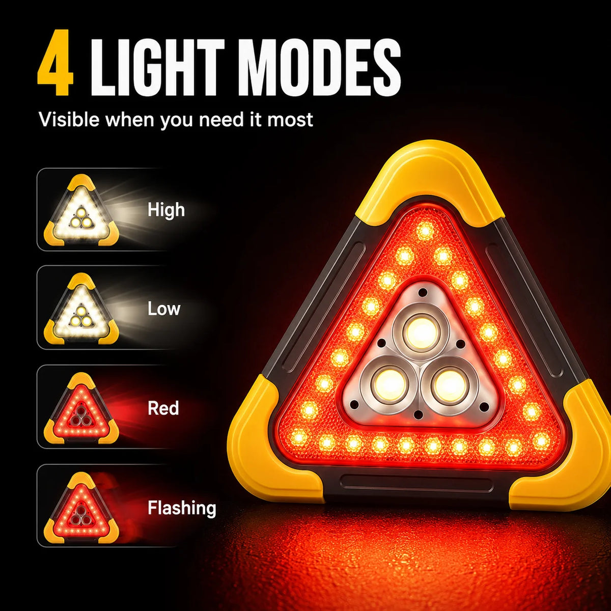 Emergency Triangle Light Solar-Powered & USB Power Bank
