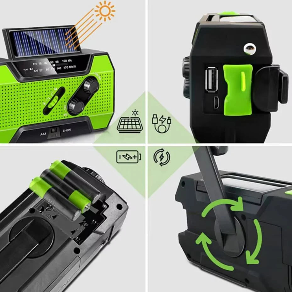Emergency Weather Radio Hand Crank & Solar 4000mAh