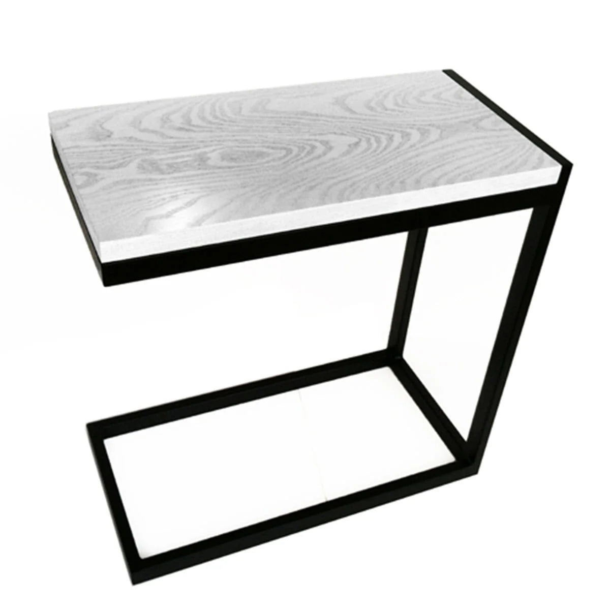 End Table C-Shaped Ash Hardwood Top Steel Frame