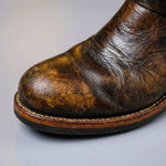 Engineer Boots Genuine Leather Double Buckle Mid-Calf