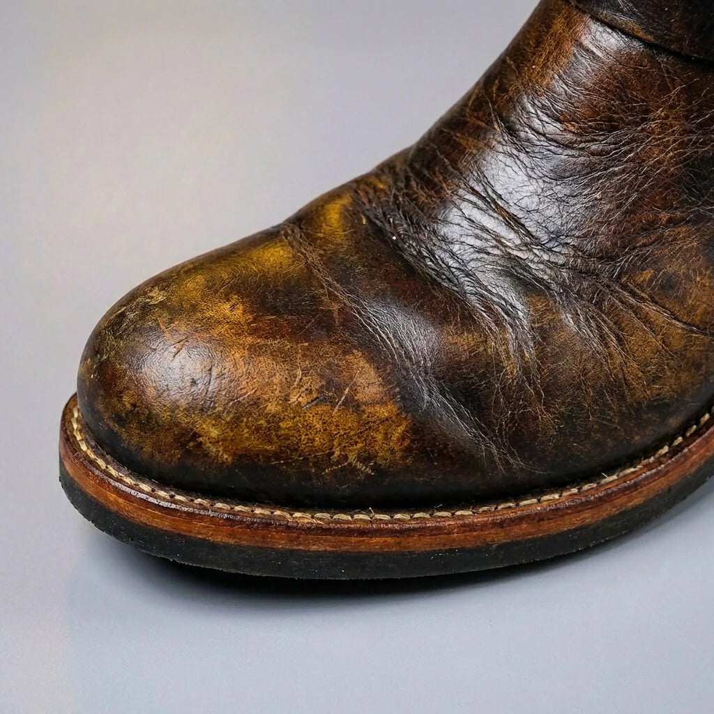 Engineer Boots Genuine Leather Double Buckle Mid-Calf