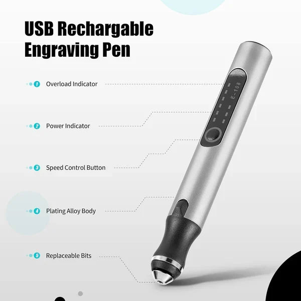 Engraving Pen Cordless Rechargeable Interchangeable Bits