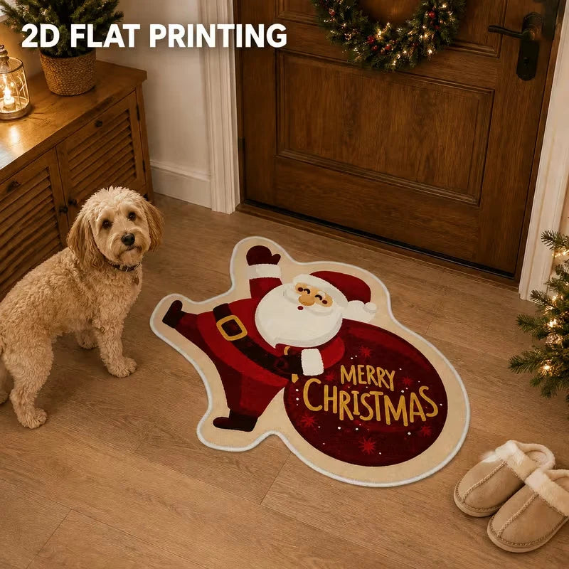 Entrance Mat Santa-Shaped Non-Slip Easy Clean
