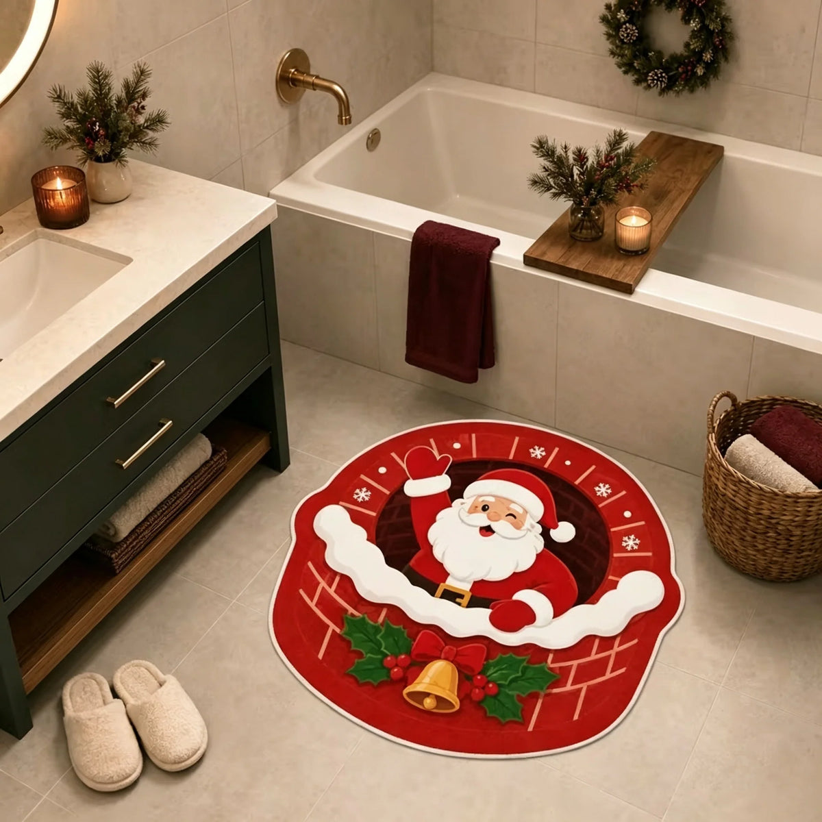 Entrance Mat Santa-Shaped Non-Slip Easy Clean