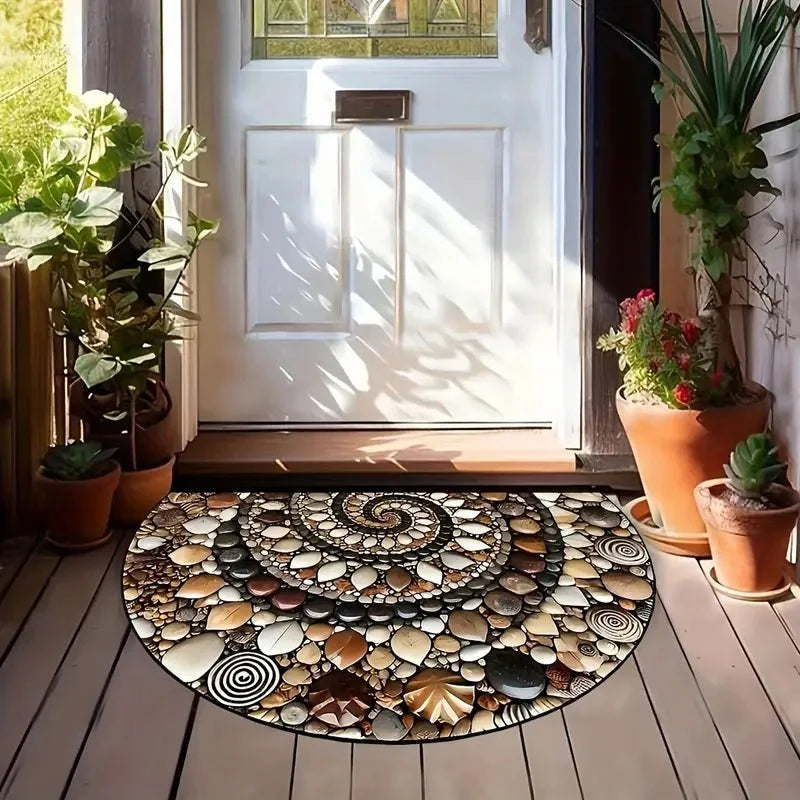 Entryway Mat Semicircular Seashell Design Non-Slip Surface