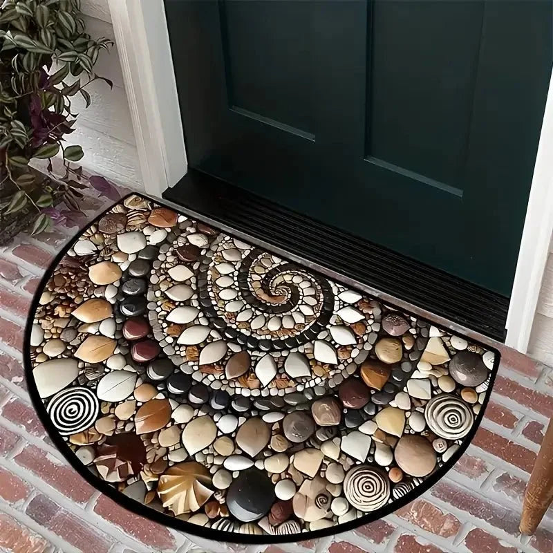 Entryway Mat Semicircular Seashell Design Non-Slip Surface