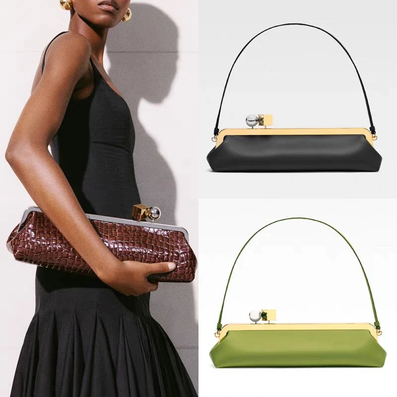 Evening Bag Patent Leather Glossy Finish Detachable Strap