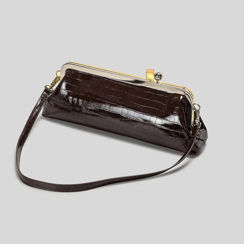 Evening Bag Patent Leather Glossy Finish Detachable Strap