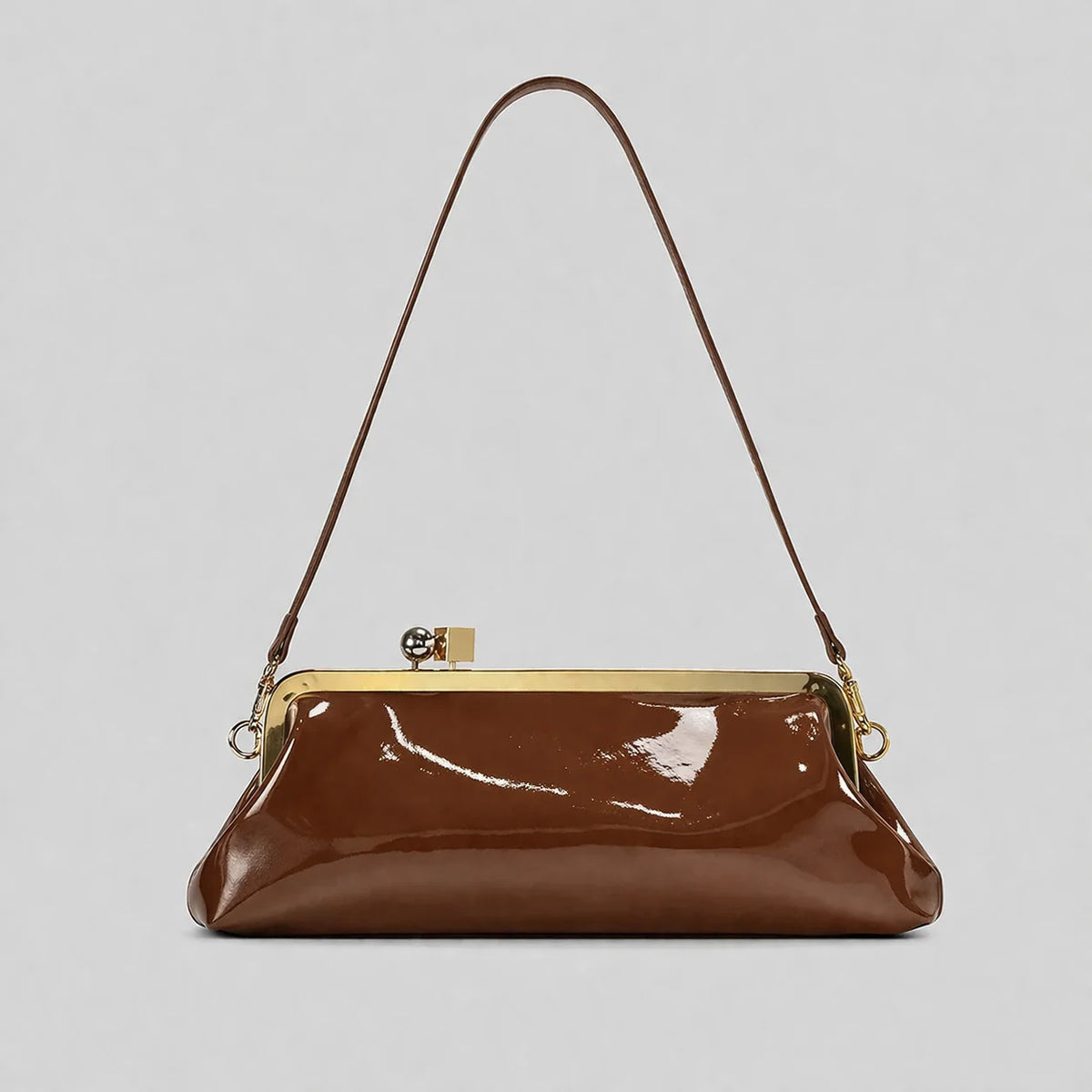 Evening Bag Patent Leather Glossy Finish Detachable Strap