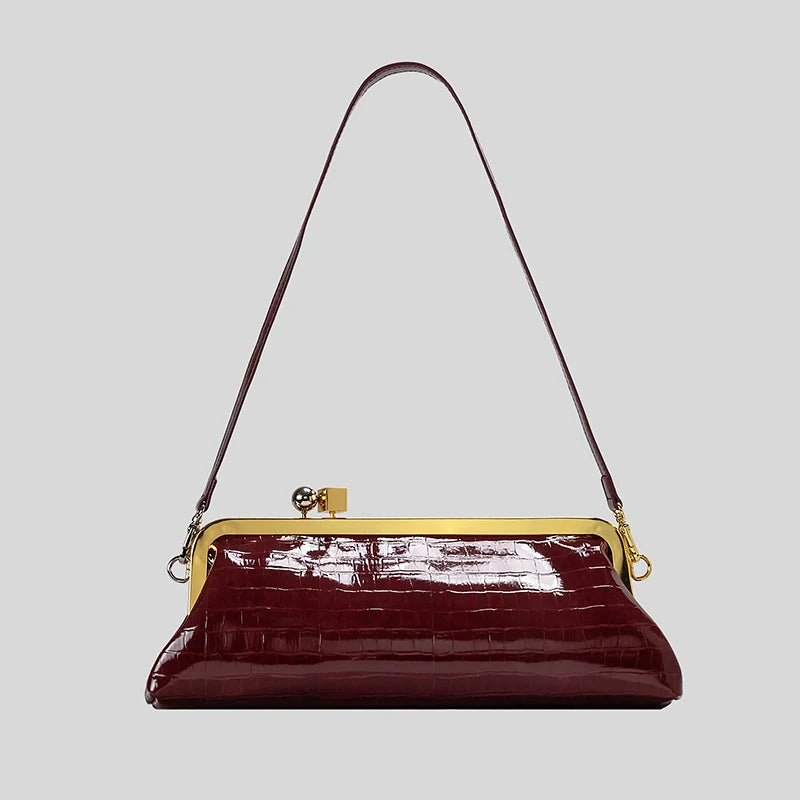 Evening Bag Patent Leather Glossy Finish Detachable Strap