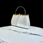 Evening Handbag Sparkling Pleated Design Sturdy Handle