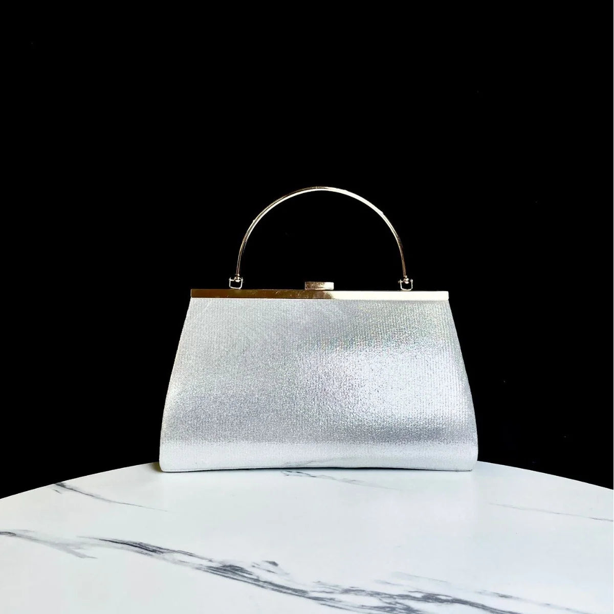 Evening Handbag Sparkling Pleated Design Sturdy Handle