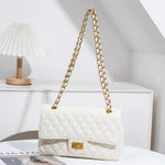 Evening Shoulder Bag Quilted Adjustable Chain Strap Gold-Tone Hardware