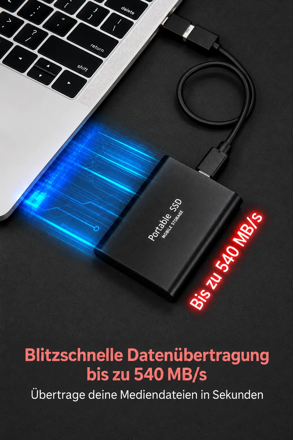 External SSD 128 TB Compact Shock-Resistant