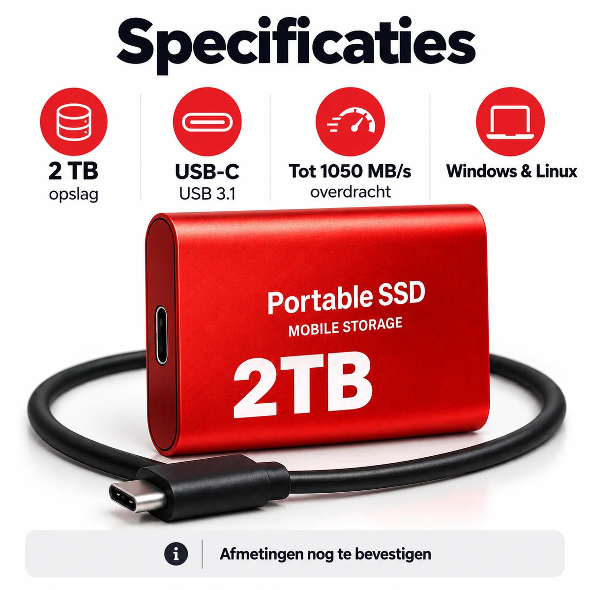 External SSD 2TB USB-C Up to 1050 MB/s