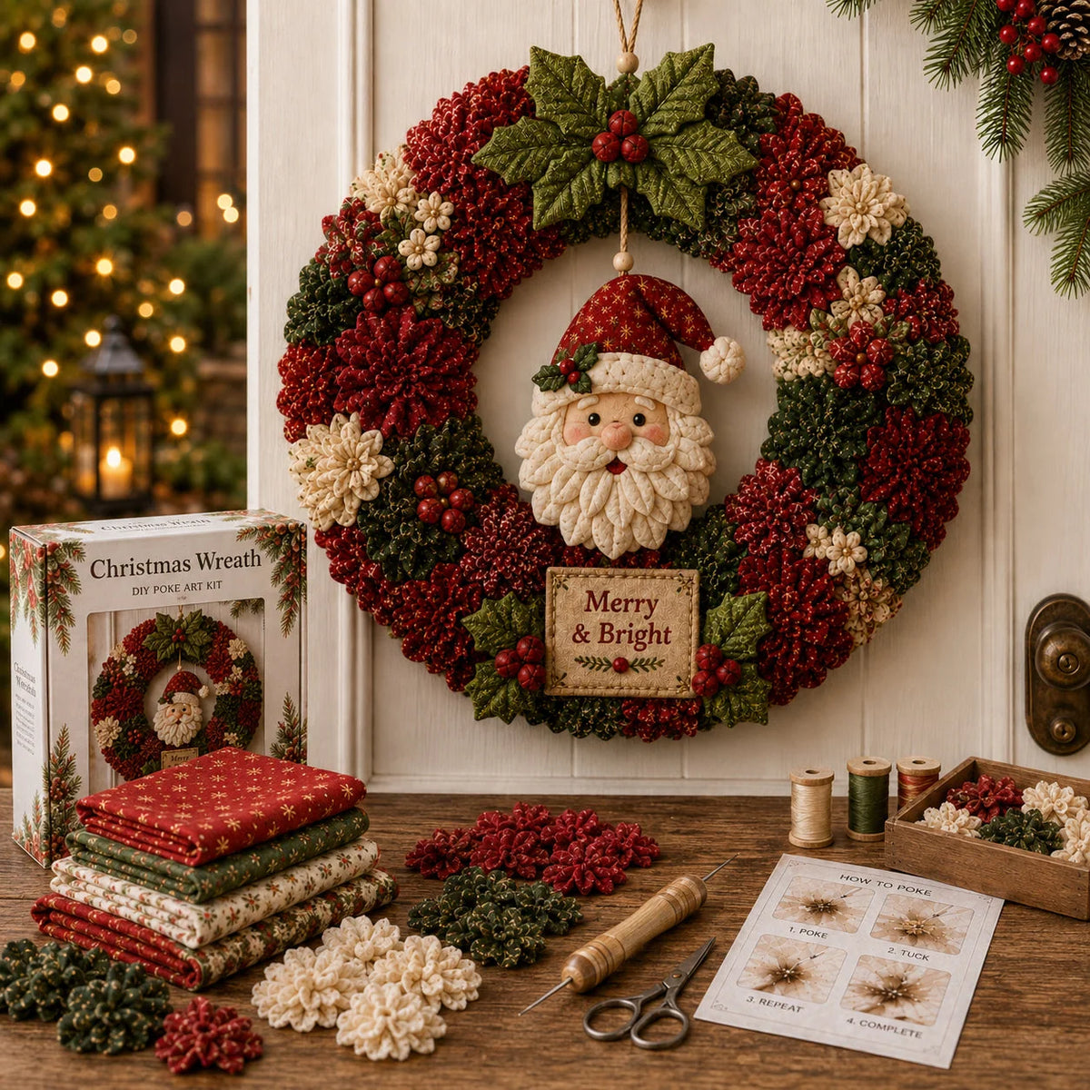 Fabric Wreath Kit No-Sew 3D Christmas Designs