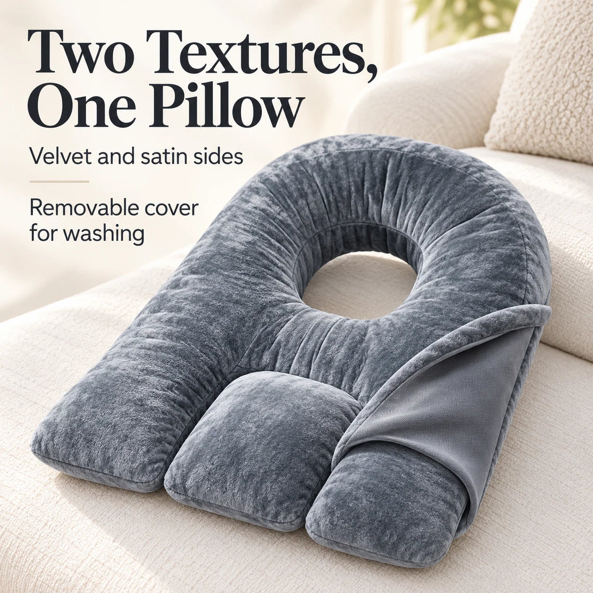 Face-Down Pillow Open Center Shredded Memory Foam