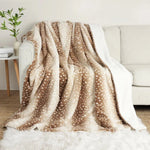 Faux Fur Blanket Reversible Plush Deer Pattern