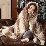 Faux Fur Blanket Reversible Plush Deer Pattern
