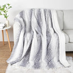 Faux Fur Blanket Reversible Plush Deer Pattern