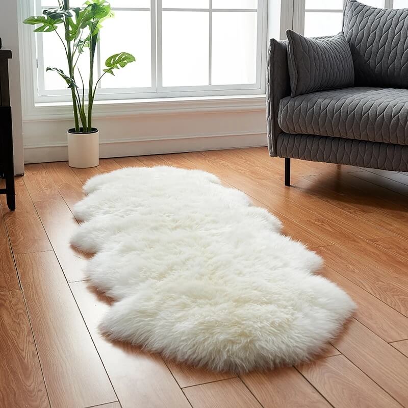 Faux Fur Rug Long-Pile Soft Non-Slip Backing