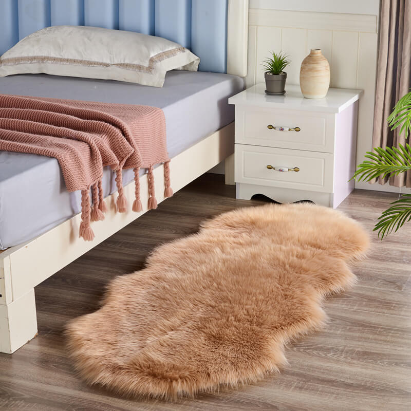 Faux Fur Rug Long-Pile Soft Non-Slip Backing